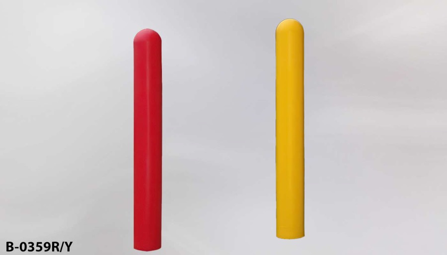 Delineator/Bollard, red plastic, w/ internal flange, rounded top, 7", stock number B-0359R