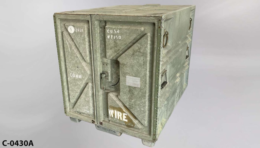 Military Container, w/ door, OD GREEN, pallet-style base, 40"w x 48"d, stock number C-0430A