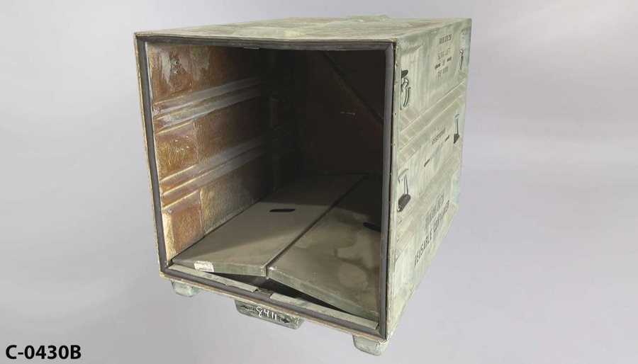 Military Container, w/ open end, OD GREEN, pallet-style base, 40"w x, stock number C-0430B
