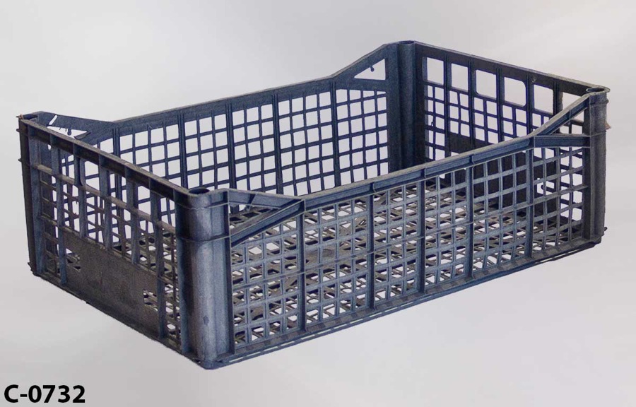 Crate, veggie, black plastic, 24"w x 16"d x 9"t, stock number C-0732