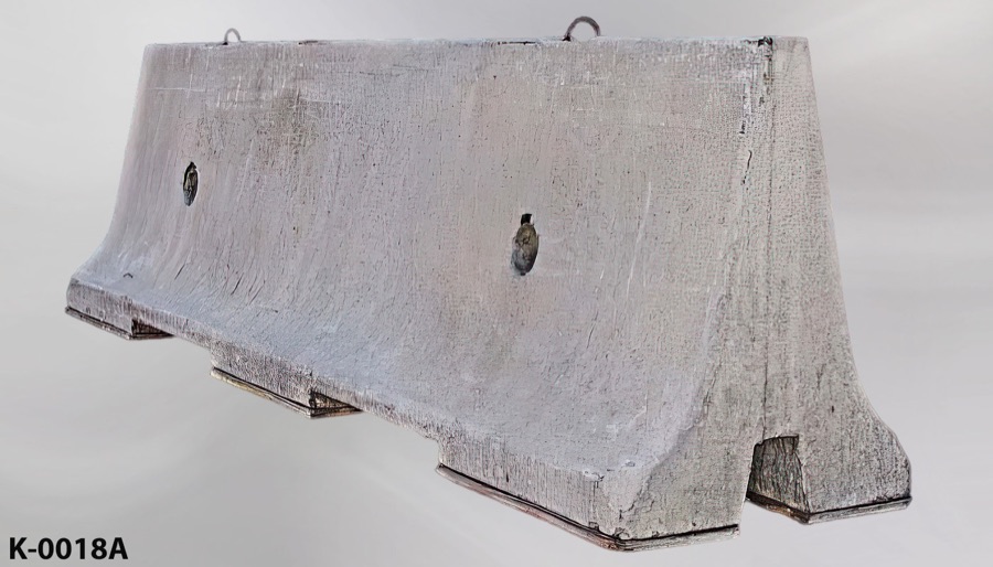 K-Rail, freeway divider, fiberglass, 122"w x 24"d (base) 4"d (top) x, stock number K-0018A