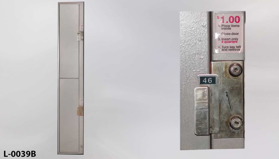 Locker, coin-op, 2 tier, 12"w x 24"d x 72"t, stock number L-0039B