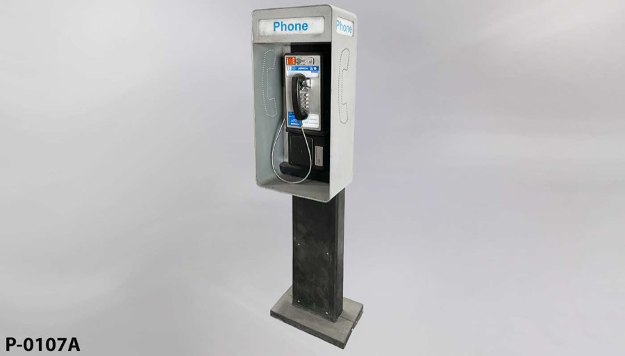Pay Phone Pedestal, metal, freestanding, newer style, w/ payphone, stock number P-0107A