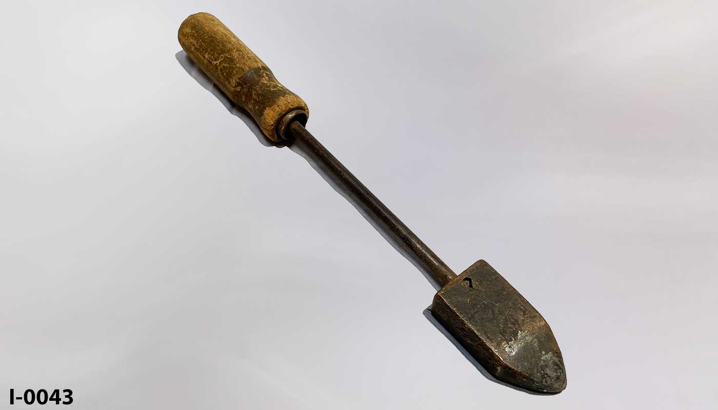 Soldering iron w/ wood handle, stock number I-0043