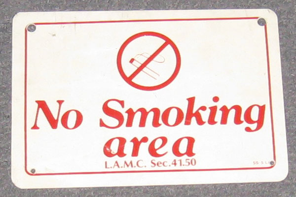 Sign-No smoking area L.A.M.C. Sec, stock number S-0097