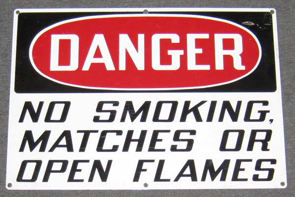 Sign-Danger No Smoking, stock number S-0162