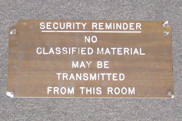 Sign-Security Reminder No Classified Material May Be Transmitted From This Room, stock number S-0188