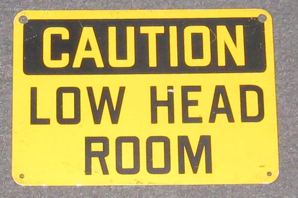 Sign-Caution low head room, stock number S-0201