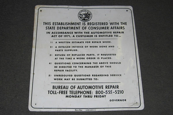 Sign-This Establishment Is Registered With The State Department...., stock number S-0317