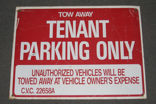 Sign-Tow Away Tenant Parking Only Unauthorized Vehicles Will Be Towed Away At, stock number S-0353