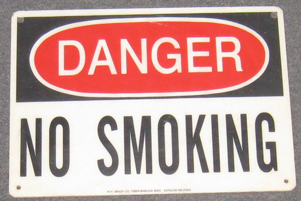 Sign-Danger No Smoking, stock number S-0378