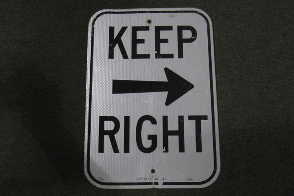 Sign-Keep Right ---->, stock number S-0409