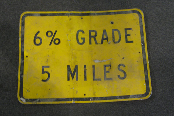 Sign-6% GRADE - 5 MILES, stock number S-0603