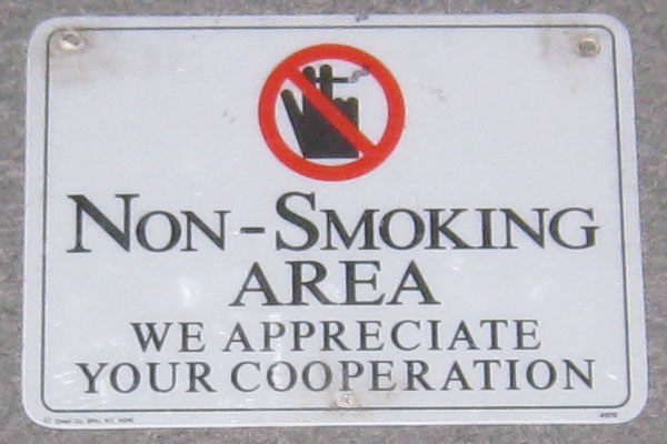 Sign-Non-Smoking Area We Appreciate Your Cooperation international symbol for, stock number S-0662