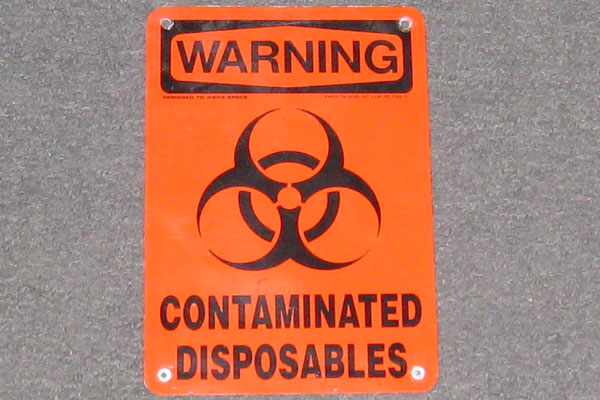 Sign-Warning Contaminated Disposables w/ contamination symbol, stock number S-0738