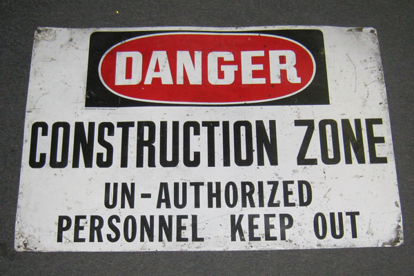 Sign-Danger Construction Zone Unauthorized Personnel Keep Out, stock number S-0748