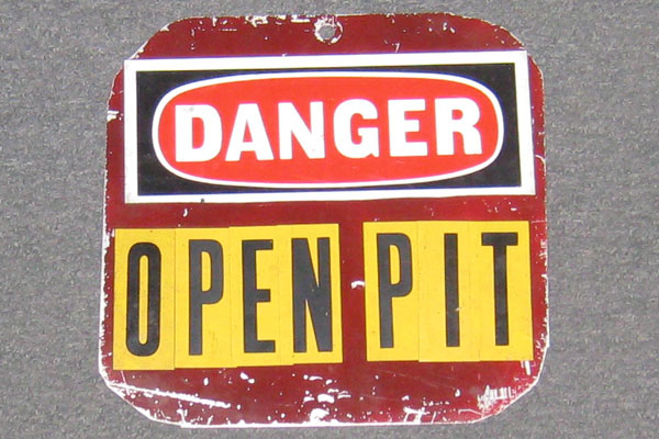 Sign-Danger Open Pit, stock number S-0868