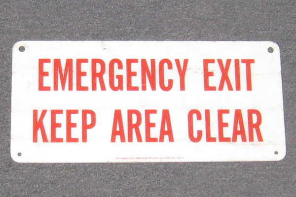 Sign-Emergency Exit Keep Area Clear, stock number S-0878