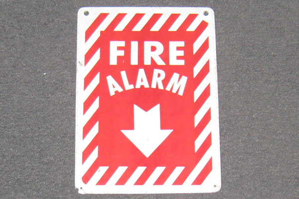 Sign-Fire Alarm V, stock number S-0996