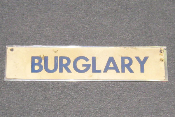 Sign-Burglary, stock number S-1094