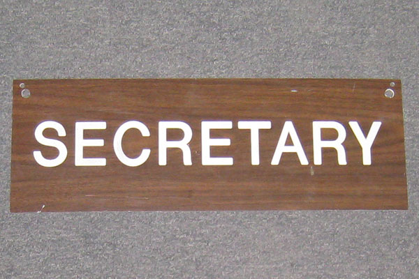 Sign-Secretary, stock number S-1113