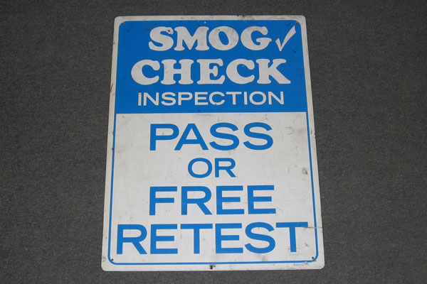 Sign-Smog Check Inspection Pass or Free Retest, stock number S-1201