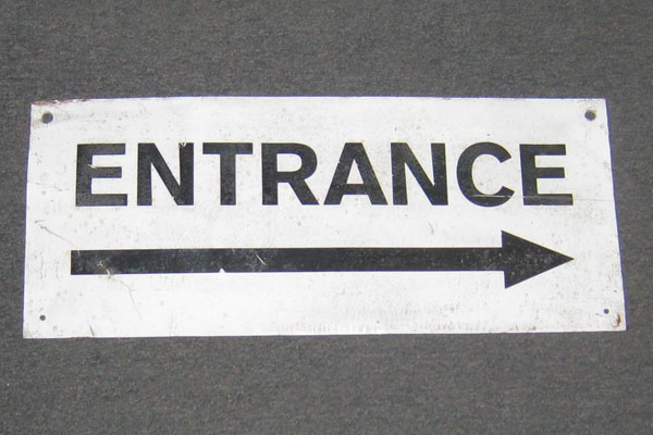 Sign-Entrance -------> metal - 24 x 10, stock number S-1303