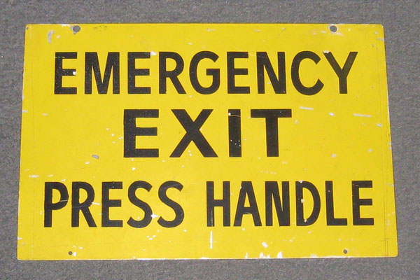 Sign-Emergency Exit Press Handle, stock number S-1513