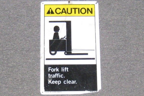Sign-Caution Fork Lift Traffic Keep Clear, stock number S-1534