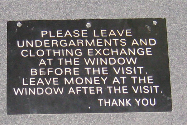 L&D - INV# 21-311 Sign-Please leave undergarments at the window before the, stock number S-1575
