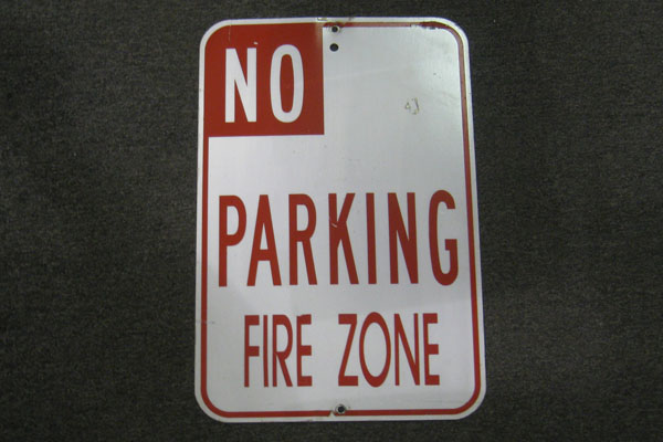 Sign-No Parking Fire Zone red/wht metal 18x12, stock number S-1631