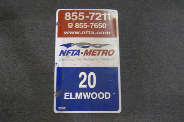 Sign-NFTA Metro serving the Niagara Region 20 Elmwood, stock number S-1649