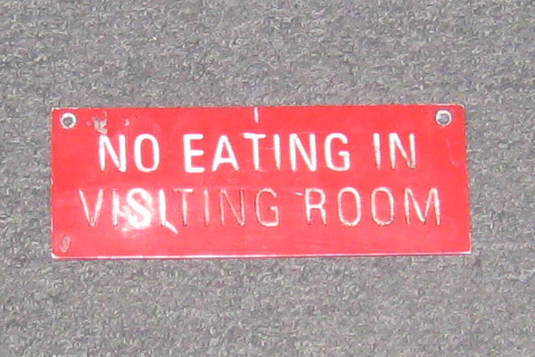 Sign-No Eating In Visiting Room, stock number S-1690