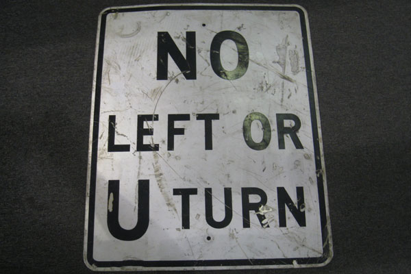 Sign-No Left Or U-Turn, stock number S-1900