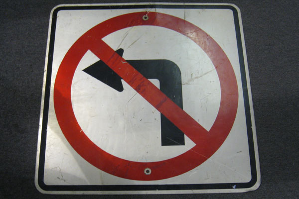 Sign-No Left Turn, stock number S-1916