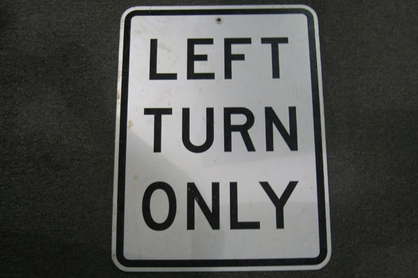 Sign-Left Turn Only, stock number S-2107