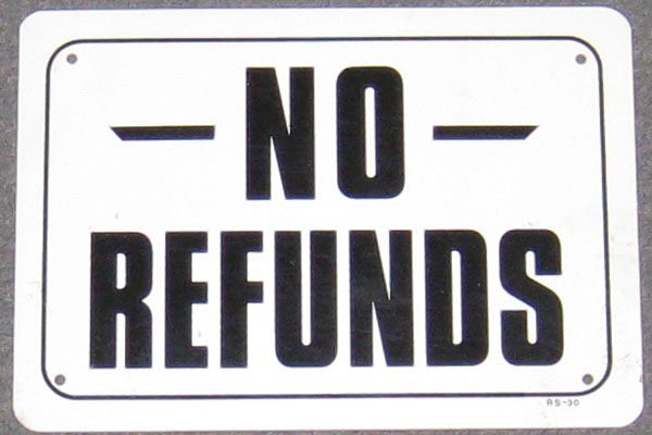 Sign-No Refunds, stock number S-2200