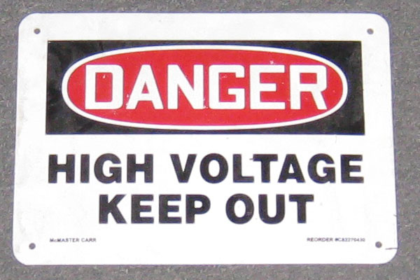 Sign-Danger High Voltage Keep Out, stock number S-2204