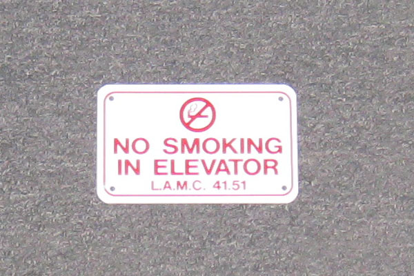 Sign-No Smoking In Elevator, stock number S-2215