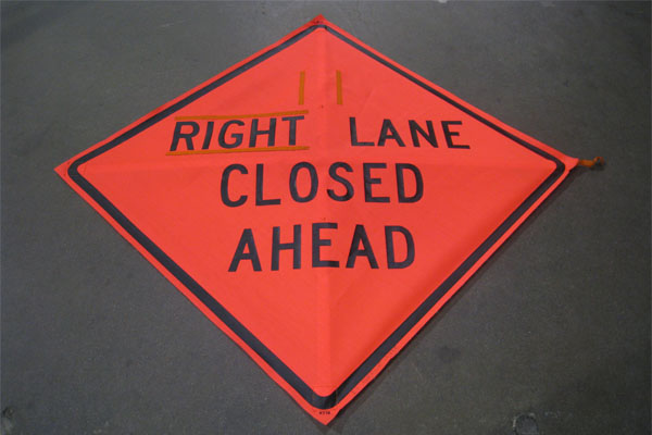 Sign-Right Lane Closed Ahead, stock number S-2218