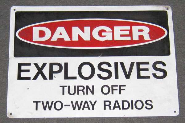 Sign-Danger Explosives Turn Off Two-Way Radios, stock number S-2248