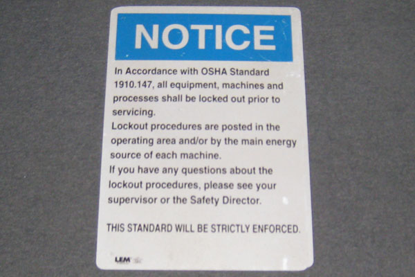 Sign-Notice: In Accordance With OSHA Standard 1910, stock number S-2264