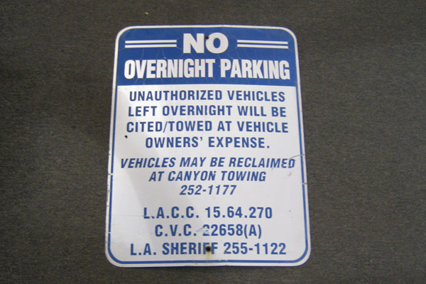 Sign-No Overnight Parking, stock number S-2313