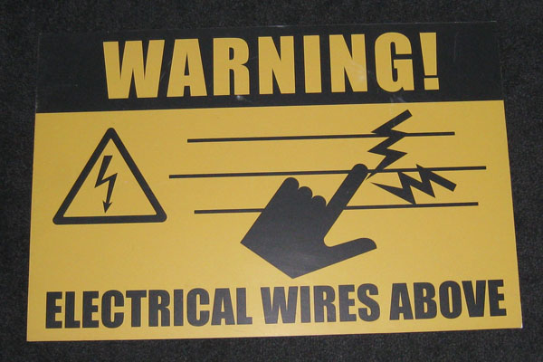 Sign-Warning! Electrical Wires Above, stock number S-2347