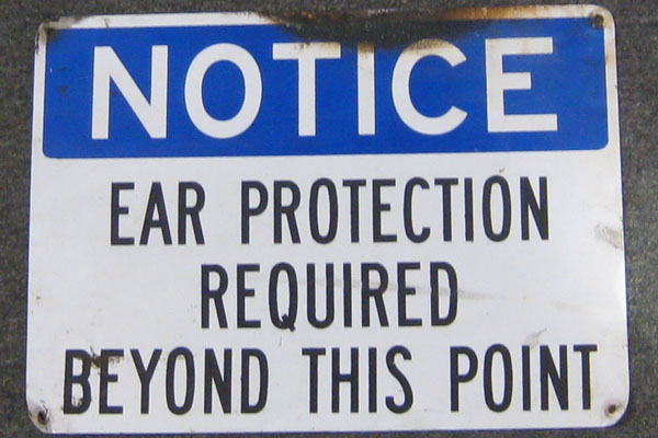 Sign-NOTICE ear protection required beyond this point, stock number S-2351