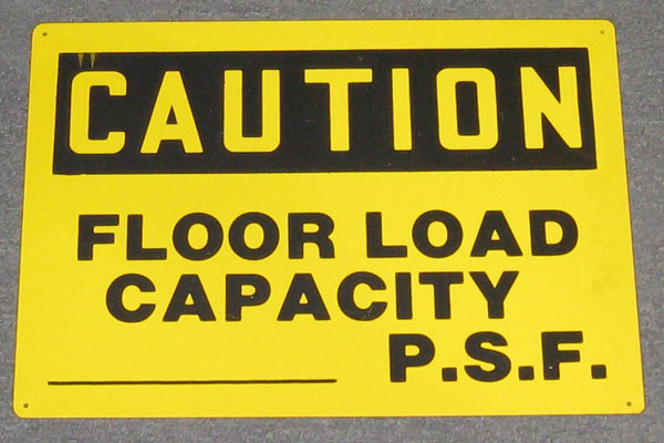 Sign-Caution Floor Load Capacity plastic ylw/blk 14"w x 10"t, stock number S-2406