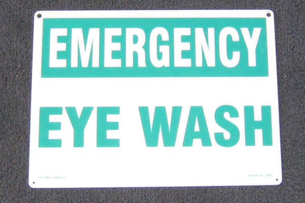 Sign-Emergency eye wash, stock number S-2486