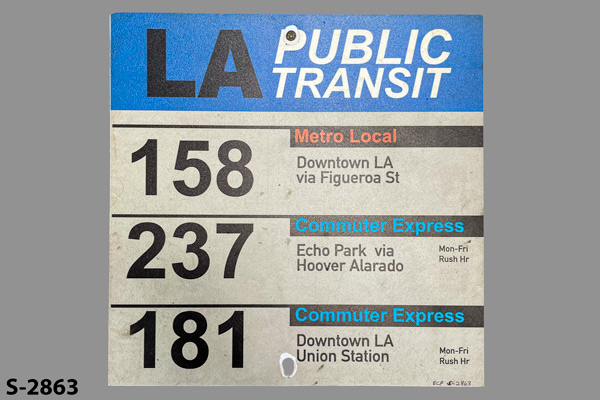 Sign-Bus Stop-LA Public Transit-158, stock number S-2863