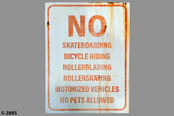 Sign-No Skateboarding, stock number S-2885