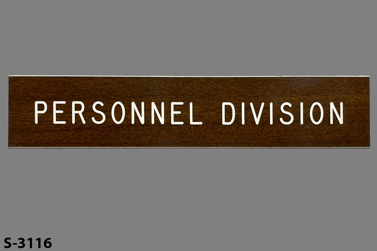 Sign-Personnel Division, stock number S-3116